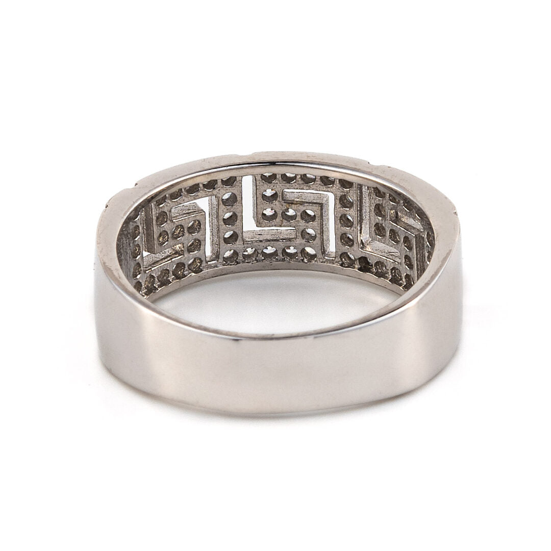 Meander ring with zircon - Sterling silver