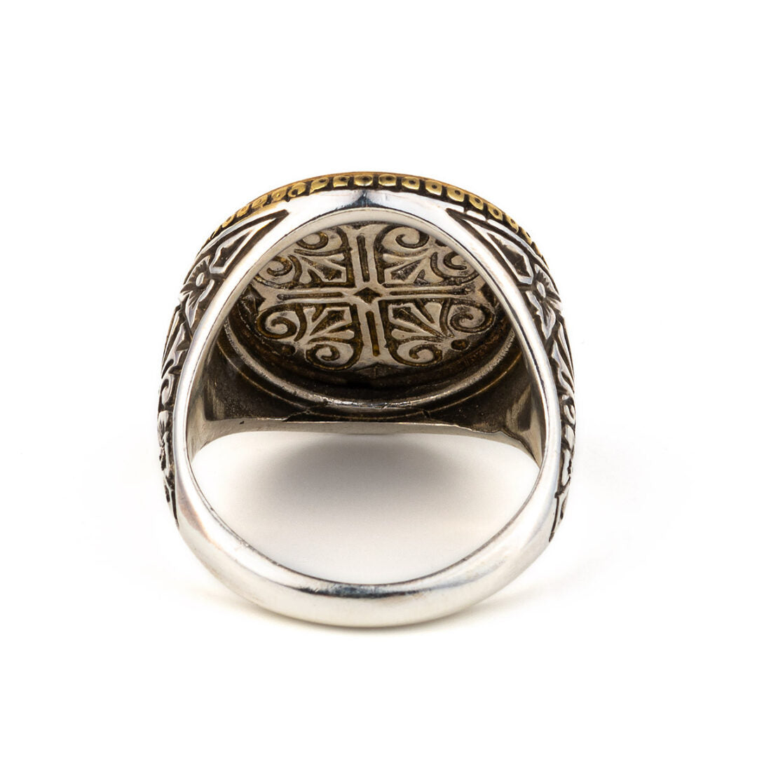 Ancient Greek Coin Goddess Athena Ring - Sterling Silver and Gold Plated