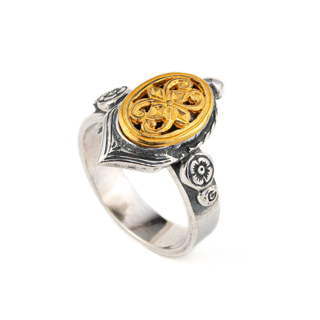 Engraved ring - 925⁰ sterling silver and gold plated