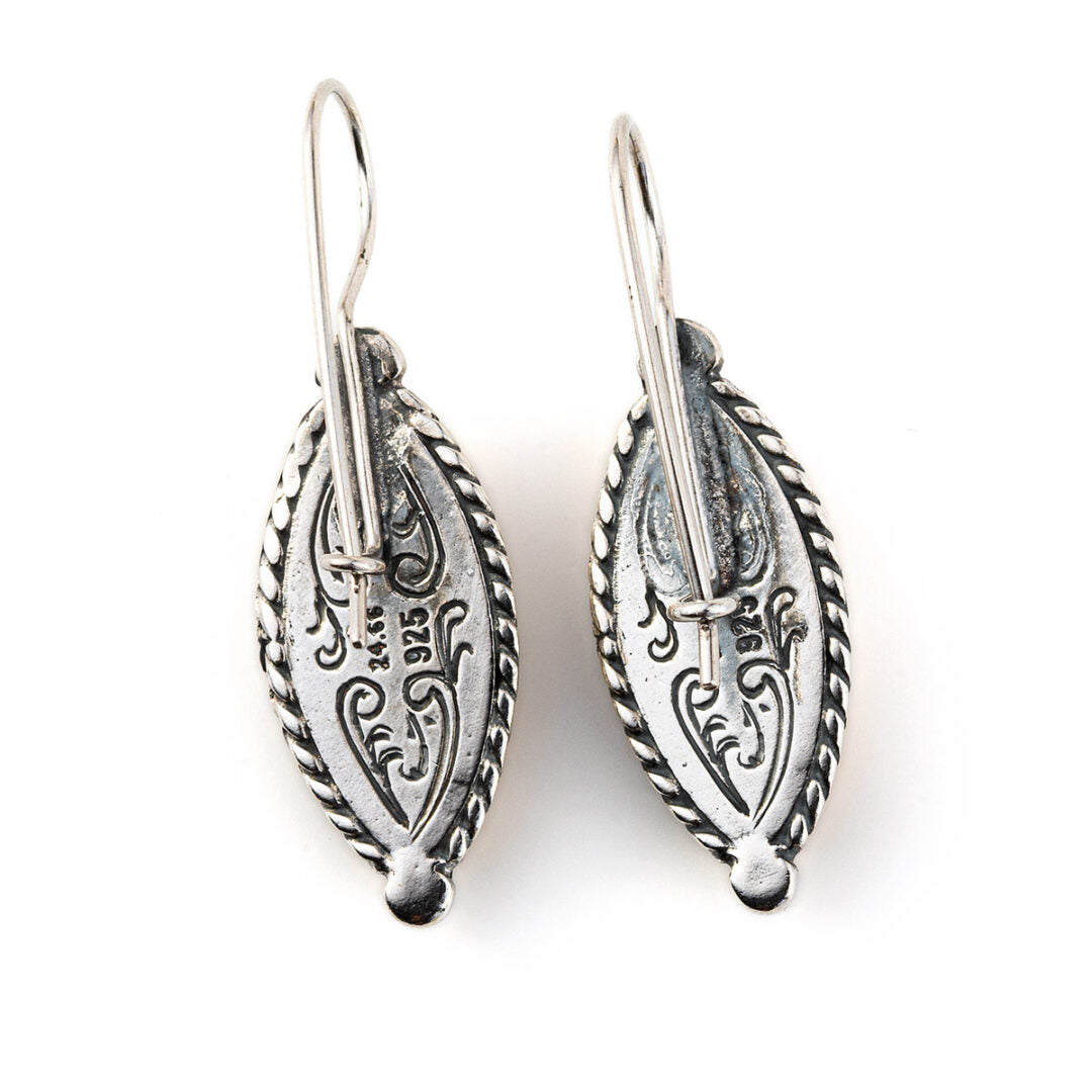 Vintage Engraved dangle earrings - silver and gold plated