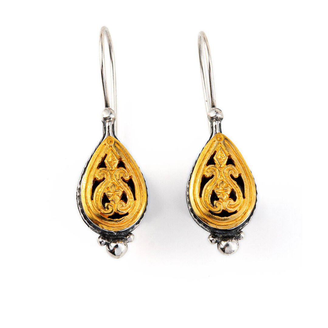 Vintage Engraved earrings - silver and gold plated