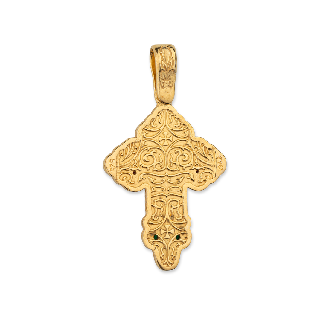 Cross Pendant – Gold Plated 925 Silver with Multicolor Zircons