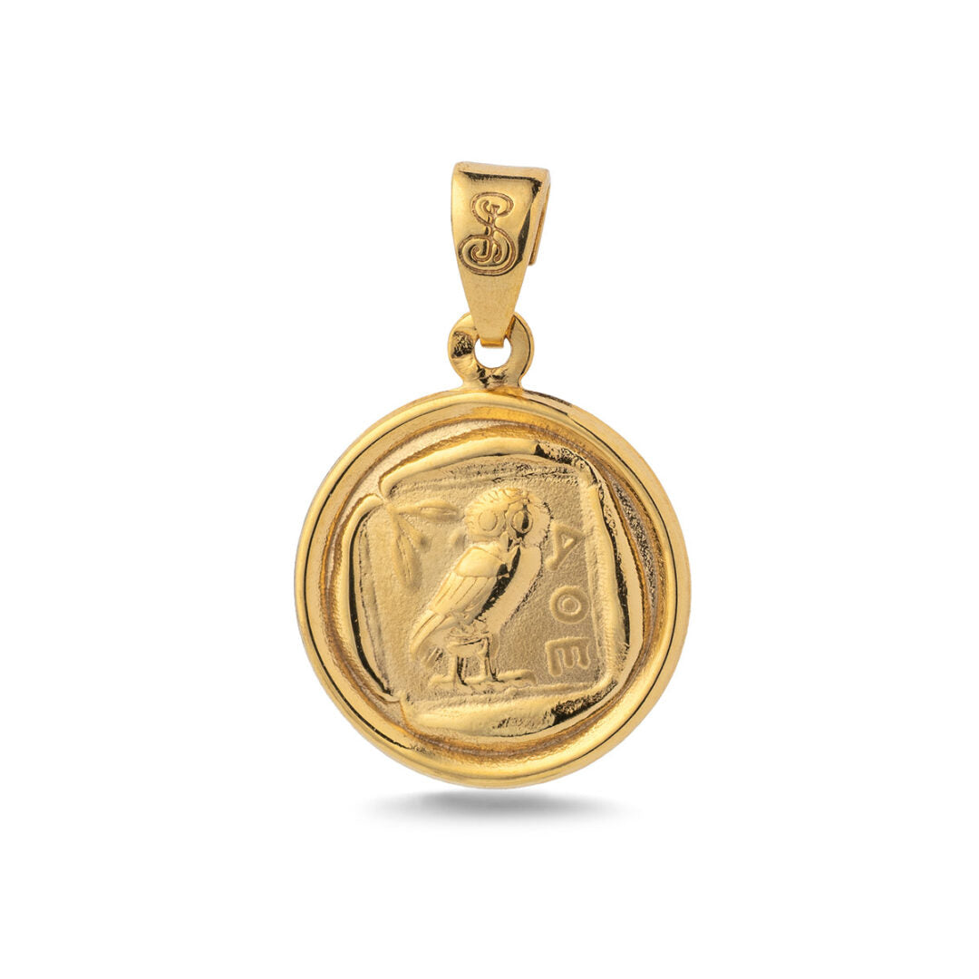 Wisdom Owl Pendant - 9K Gold