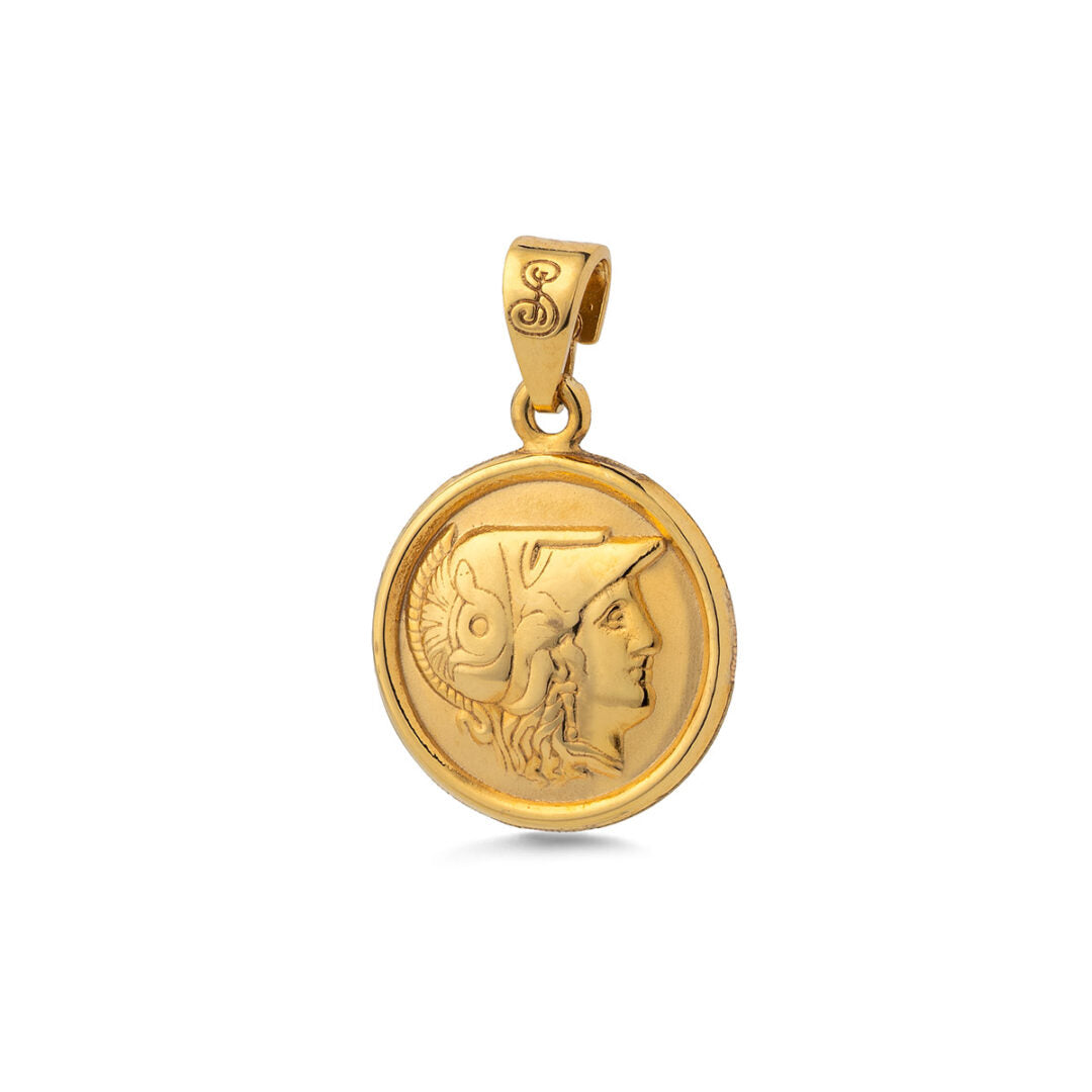 Goddess Athena Chalinitis Gold Pendant