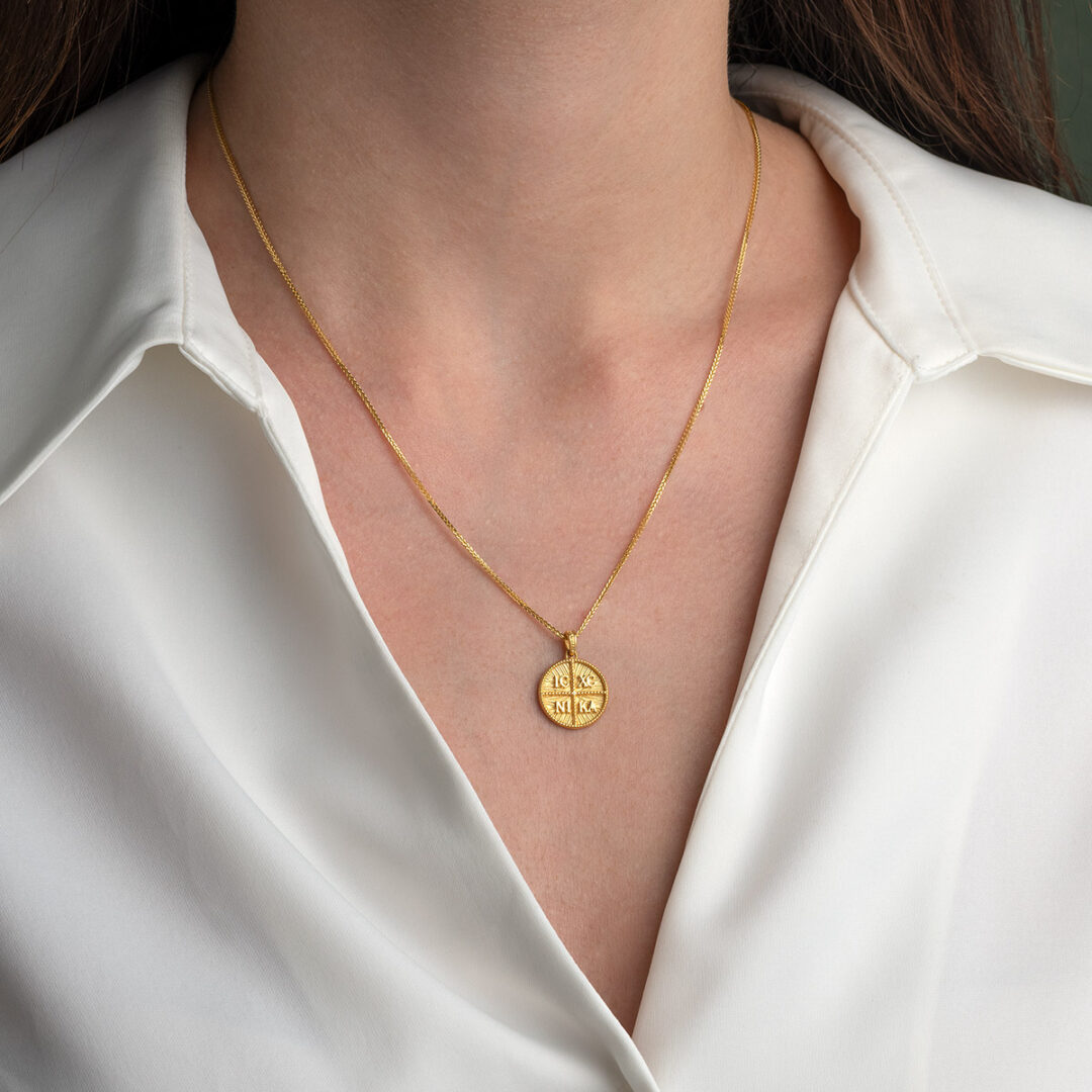Konstantinato Pendant with IC XC NIKA Cross - 9K Gold