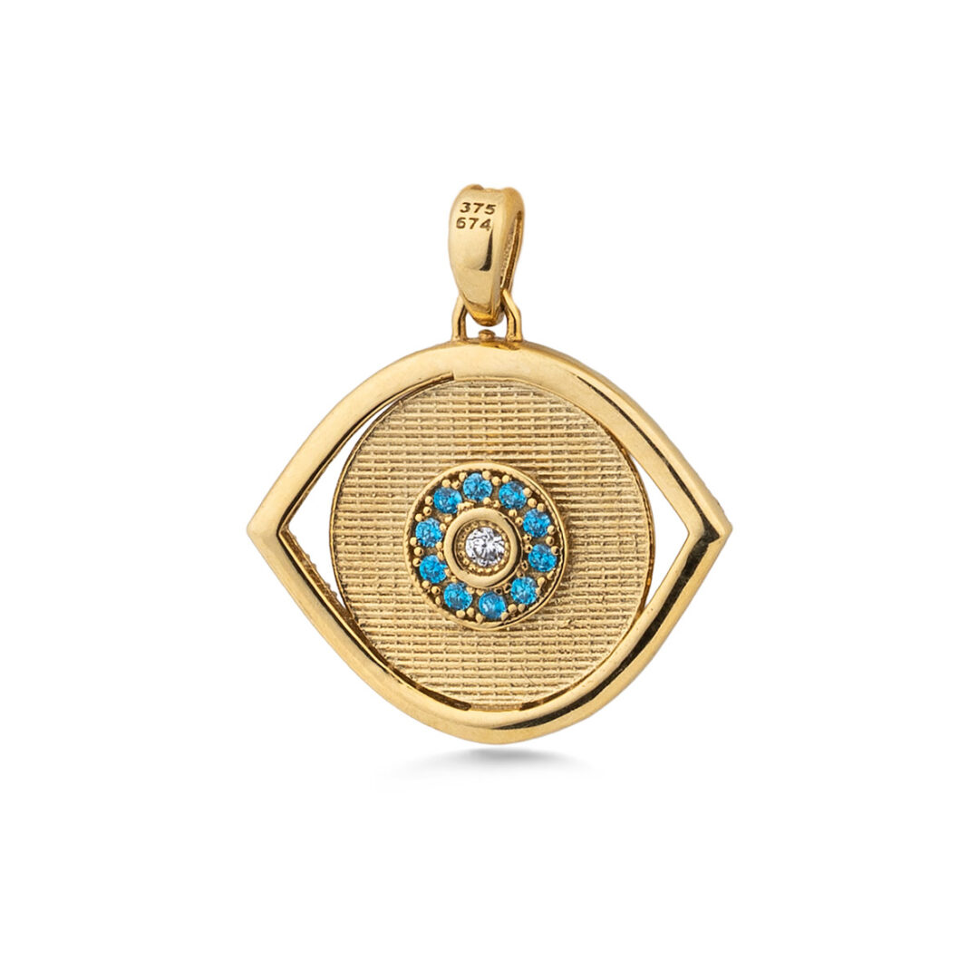 Evil Eye Konstantinato Pendant – 9K Gold