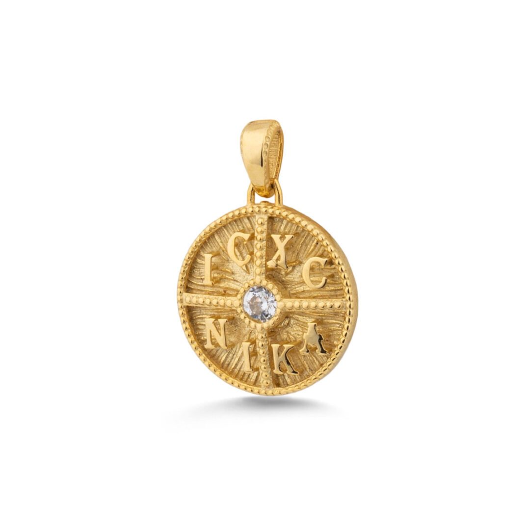 Byzantine Konstantinato Pendant – IC XC NIKA Cross - 14K Gold