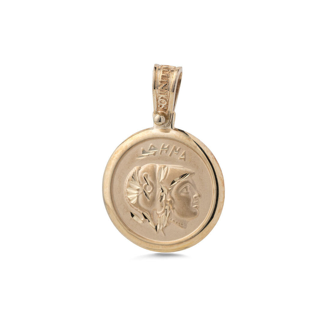 Goddess Athena Chalinitis Pendant in 14K Gold