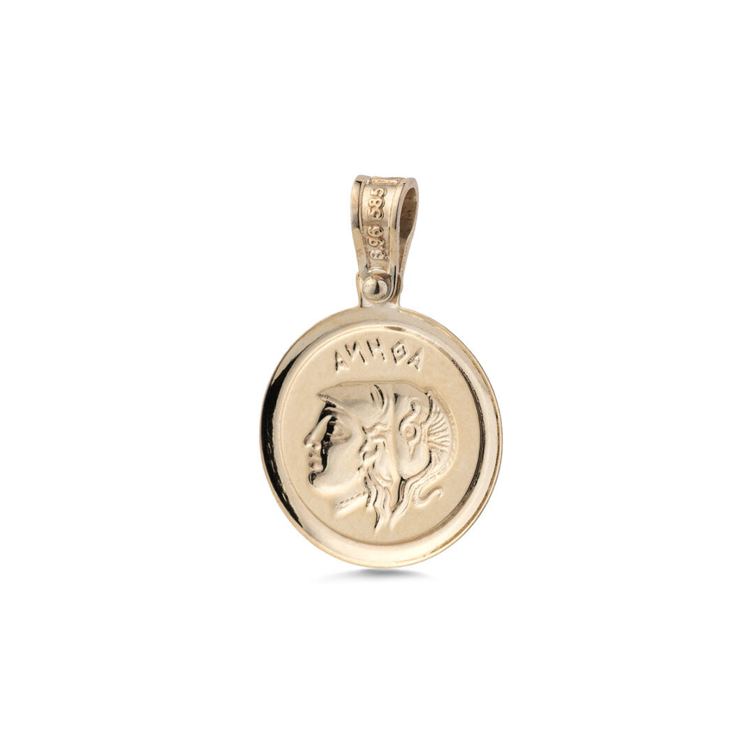 Goddess Athena Chalinitis Pendant in 14K Gold