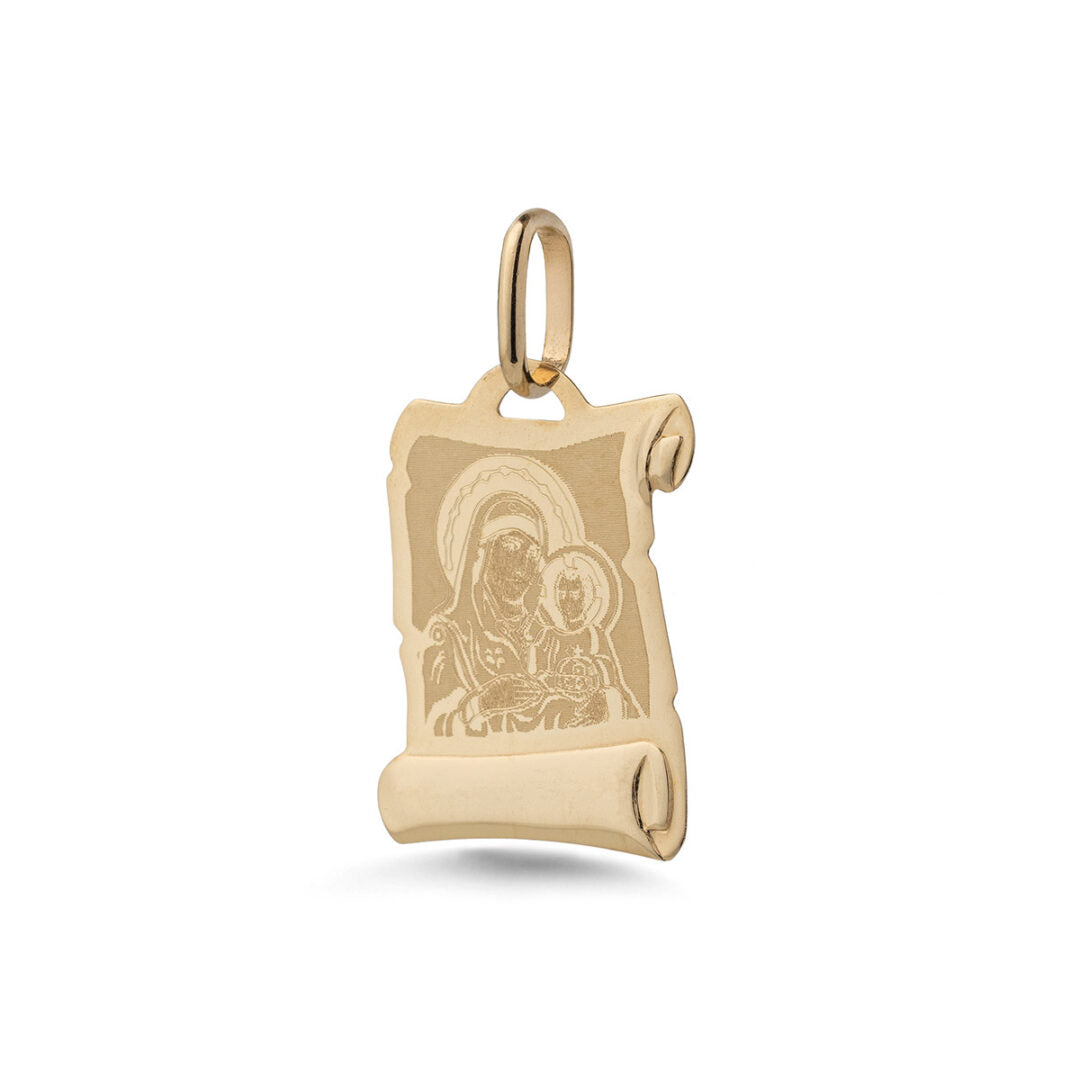 9k Gold Virgin Mary with Jesus Pendant