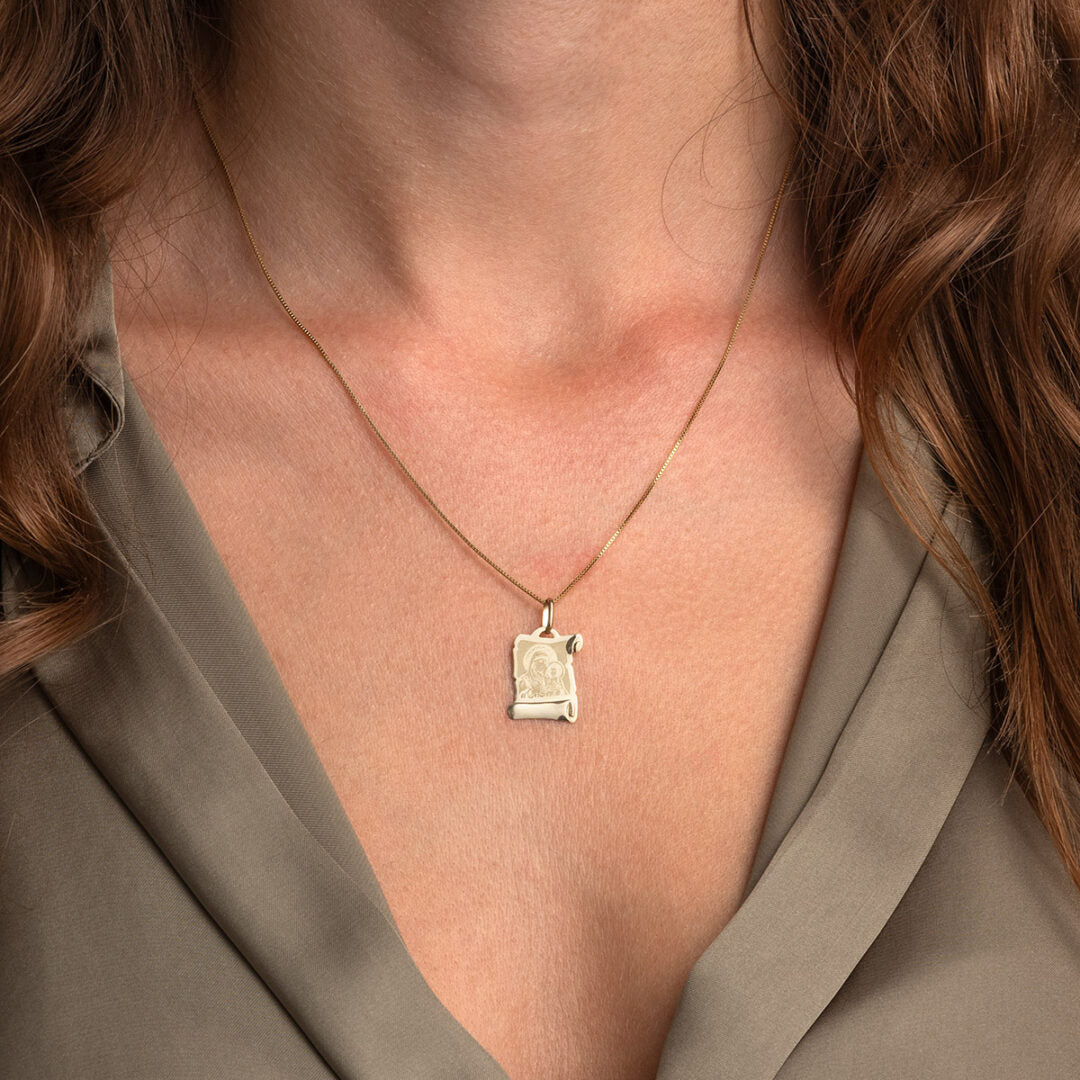 9k Gold Virgin Mary with Jesus Pendant