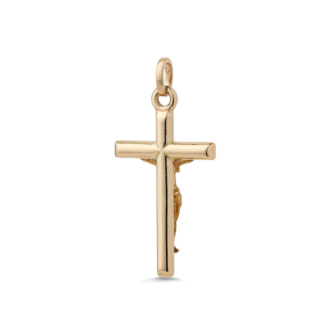 14K Gold Jesus Crucifix Cross Pendant