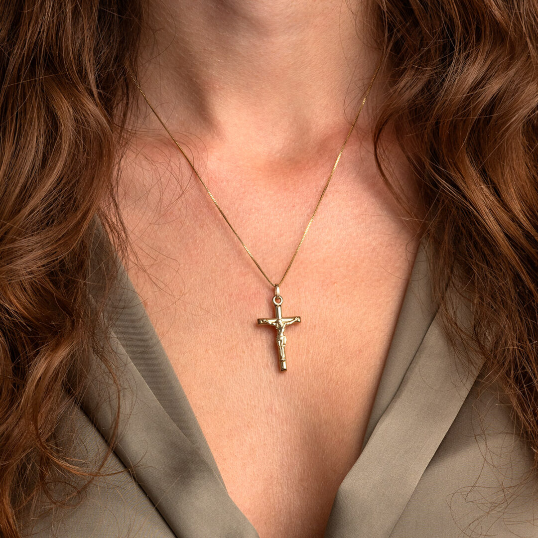 14K Gold Jesus Crucifix Cross Pendant