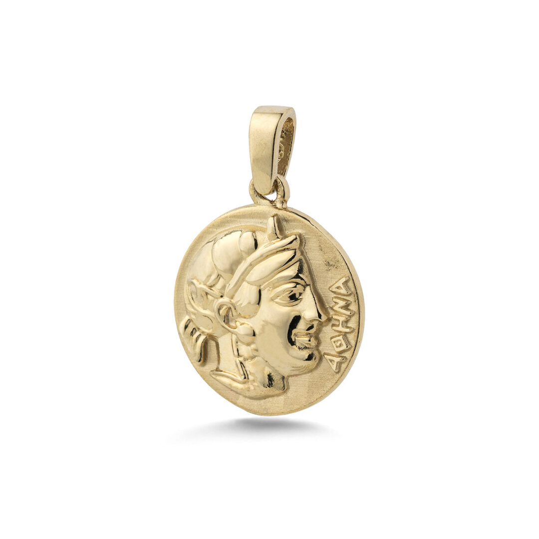 Gold Athena Goddess Coin Pendant – Symbol of Wisdom