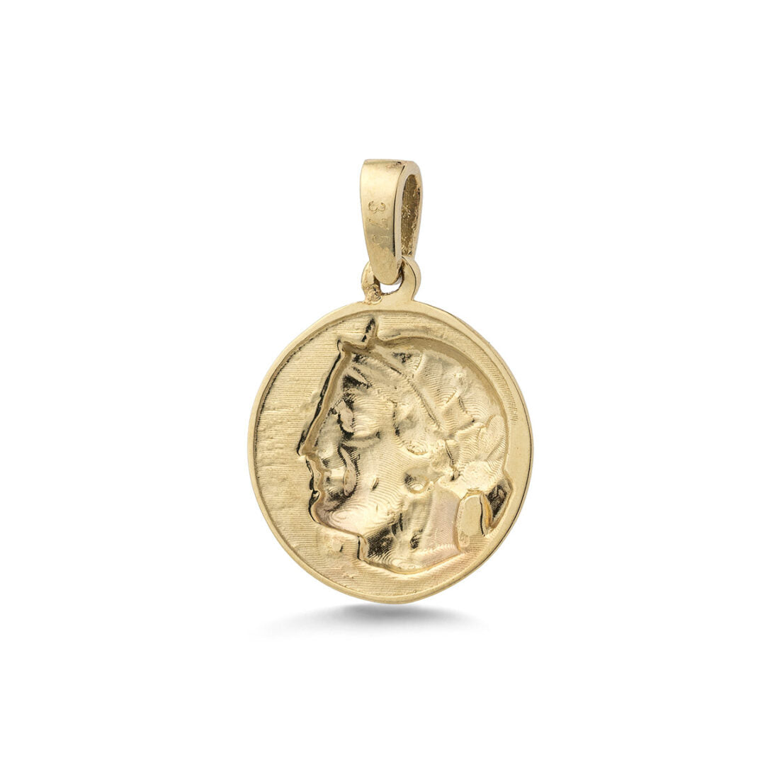 Gold Athena Goddess Coin Pendant – Symbol of Wisdom