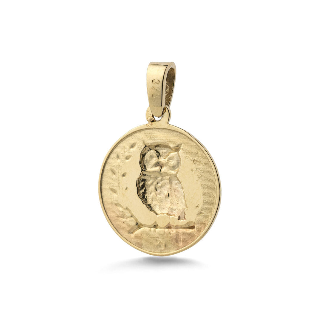 9K Gold Wisdom Owl Pendant – Symbol of Knowledge