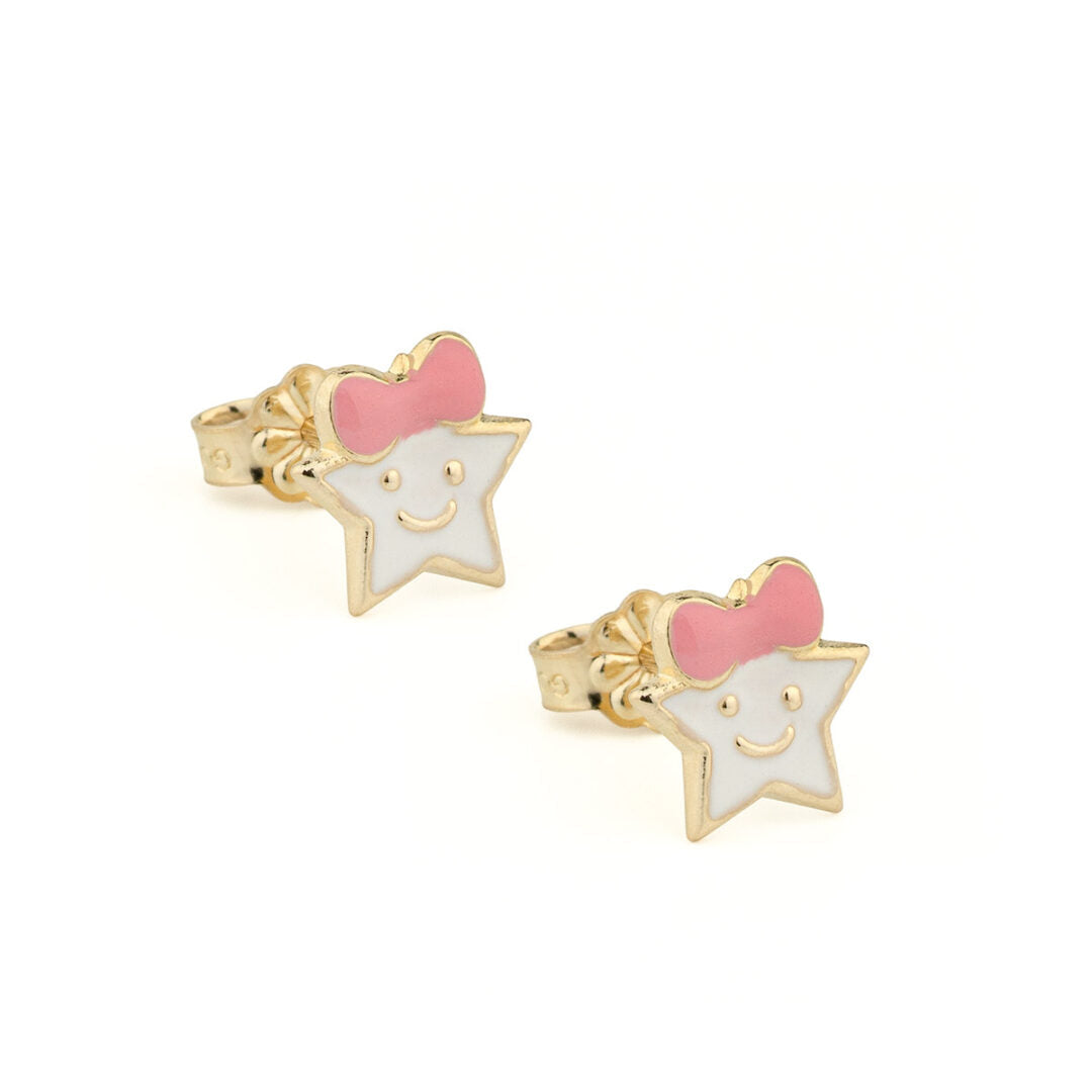 Children’s Happy Star Stud Earrings in 9K Gold