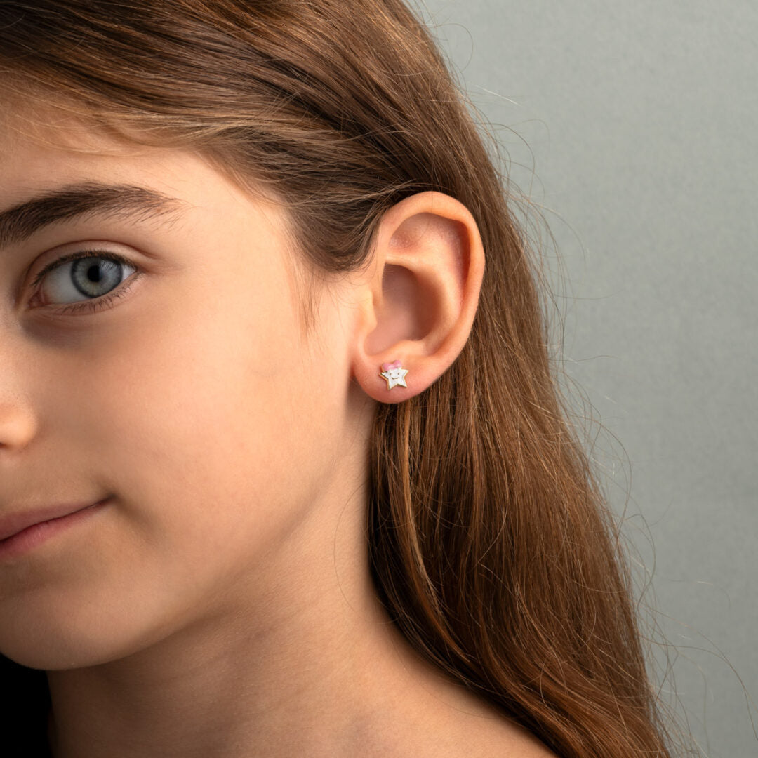 Children’s Happy Star Stud Earrings in 9K Gold