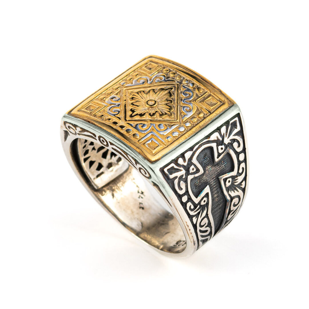 Rosette Ring in Sterling Silver and Gold Plated