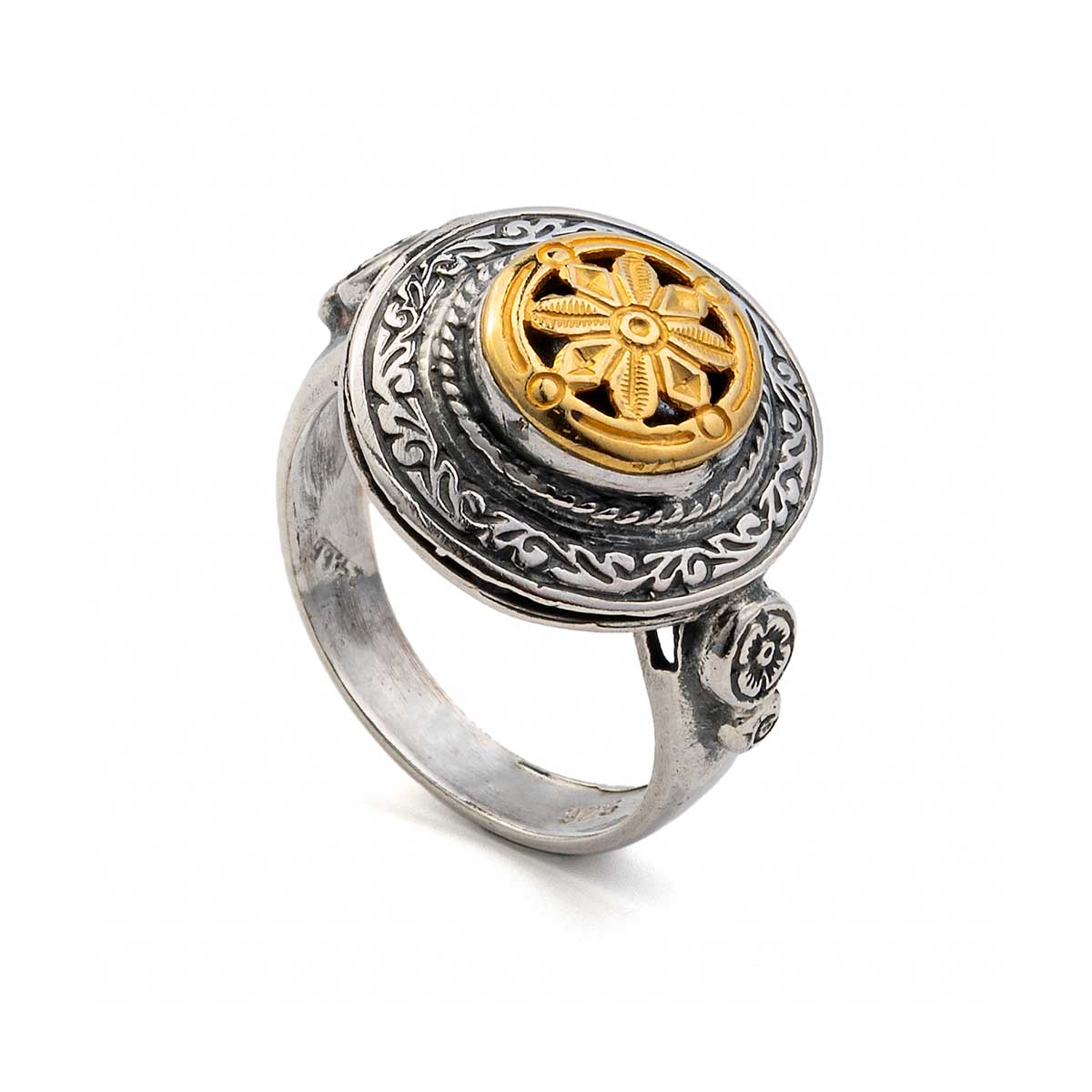 Vintage Flower Ring 925 Silver and Gold Plated