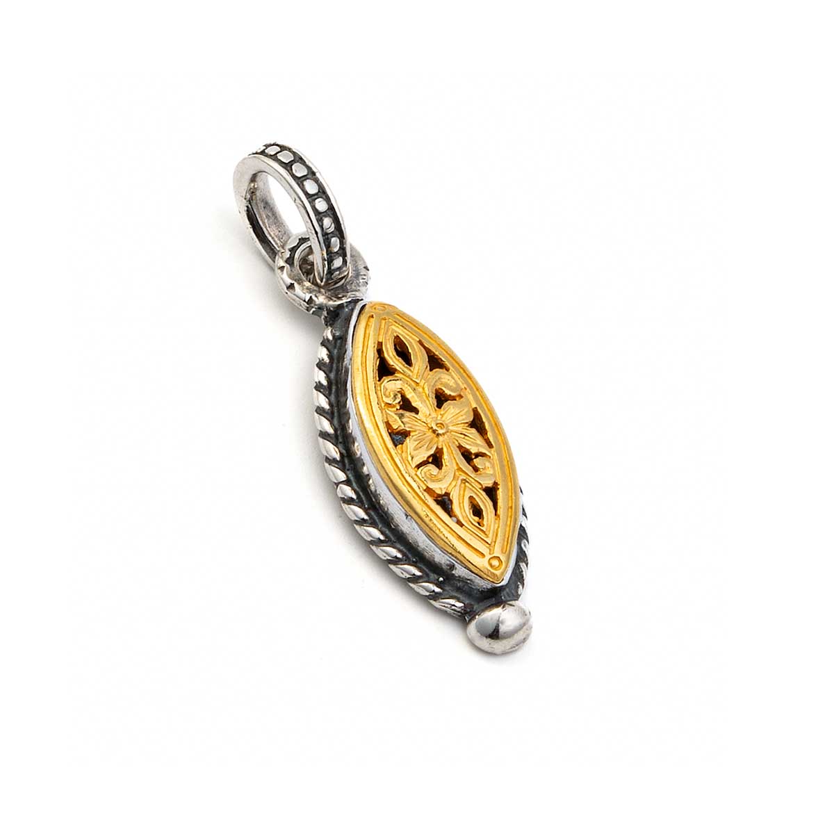 Vintage Ioannina Flower Pendant 925 Silver and Gold Plated