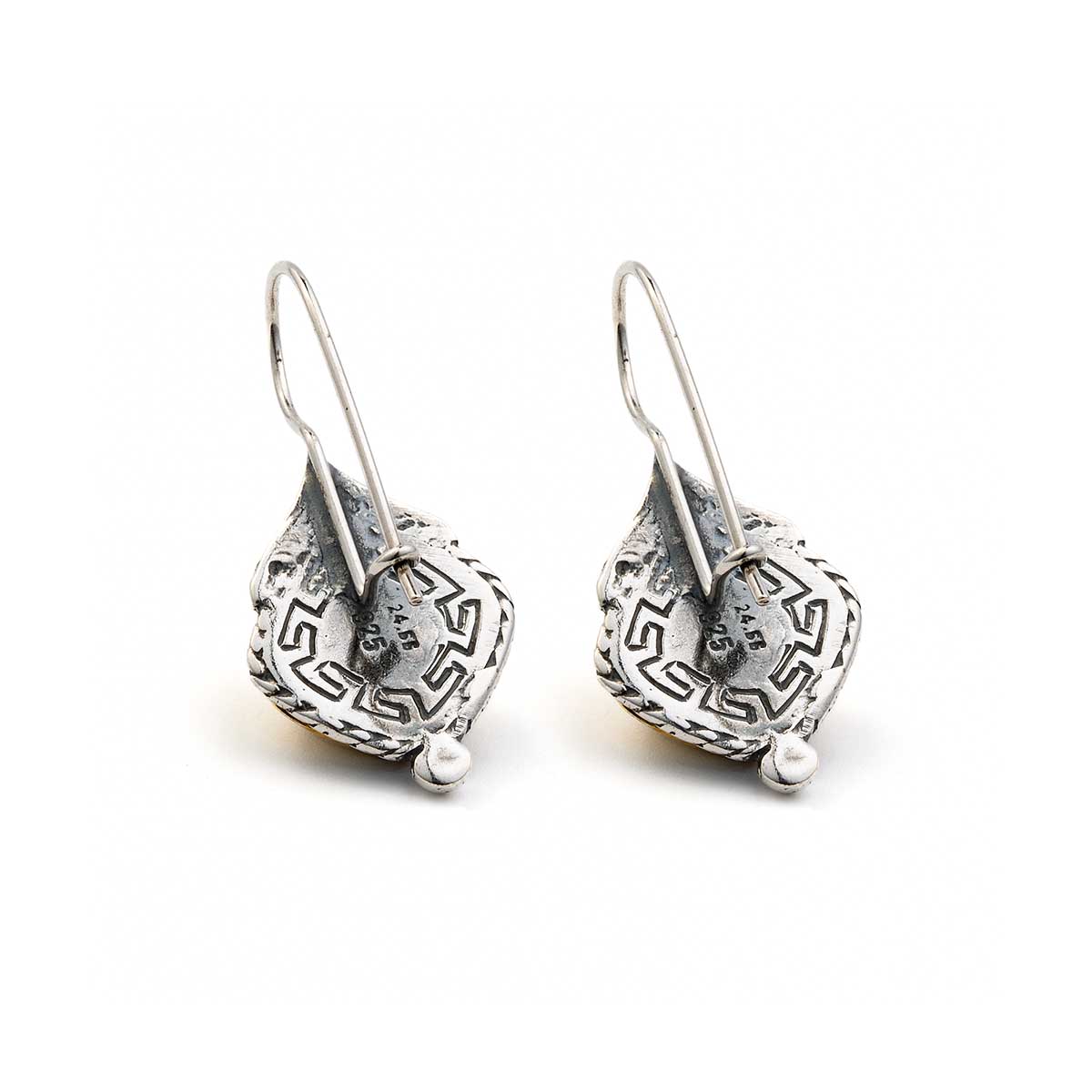 Vintage Traditional Ioannina Earrings 925 Silver and Gold Plated