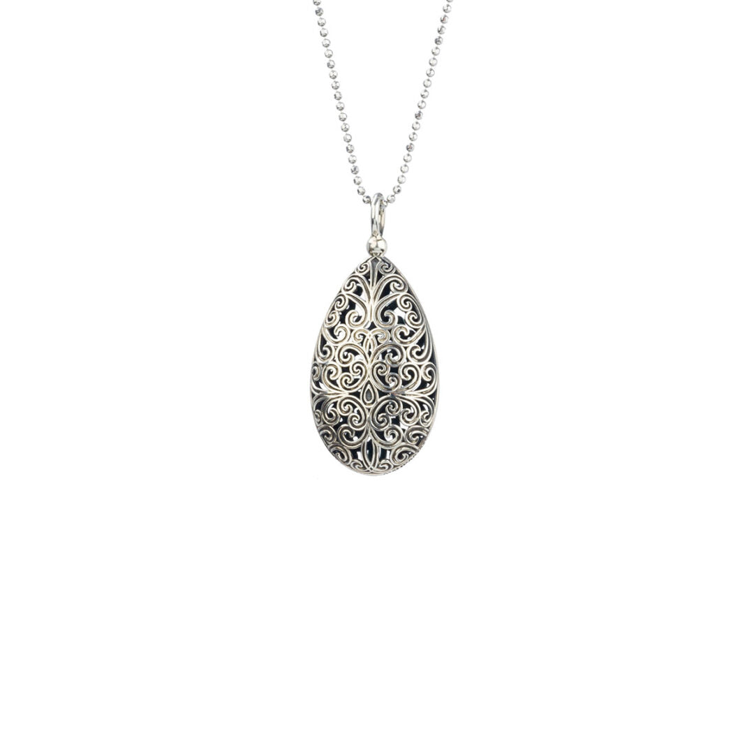 Gerochristo - Kallisto teardrop pendant in oxidized silver 925