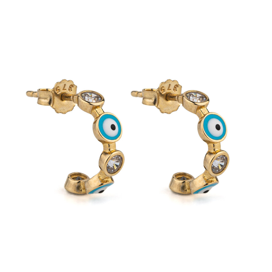 Eye Hoop Earrings – 9K Gold