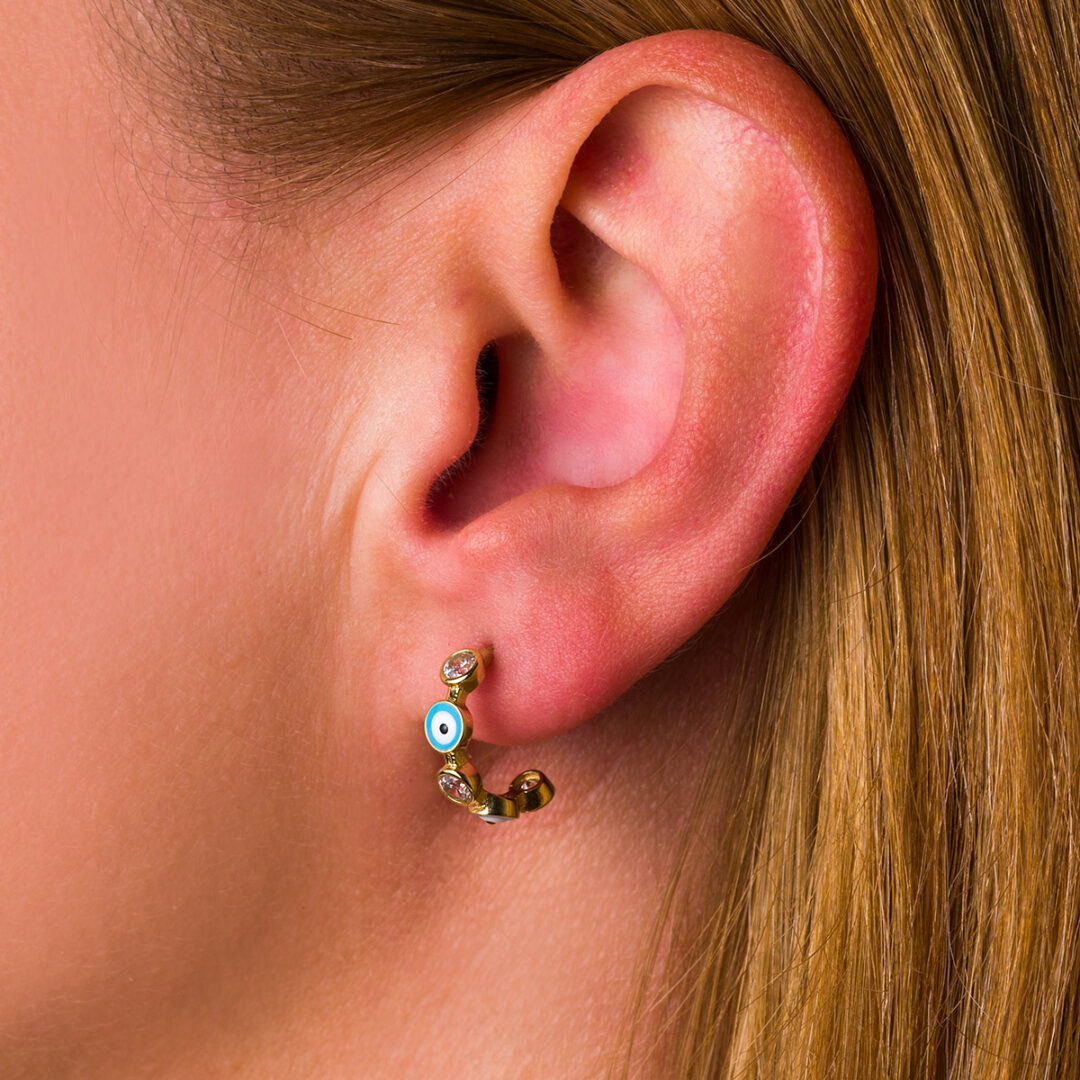 Eye Hoop Earrings – 9K Gold