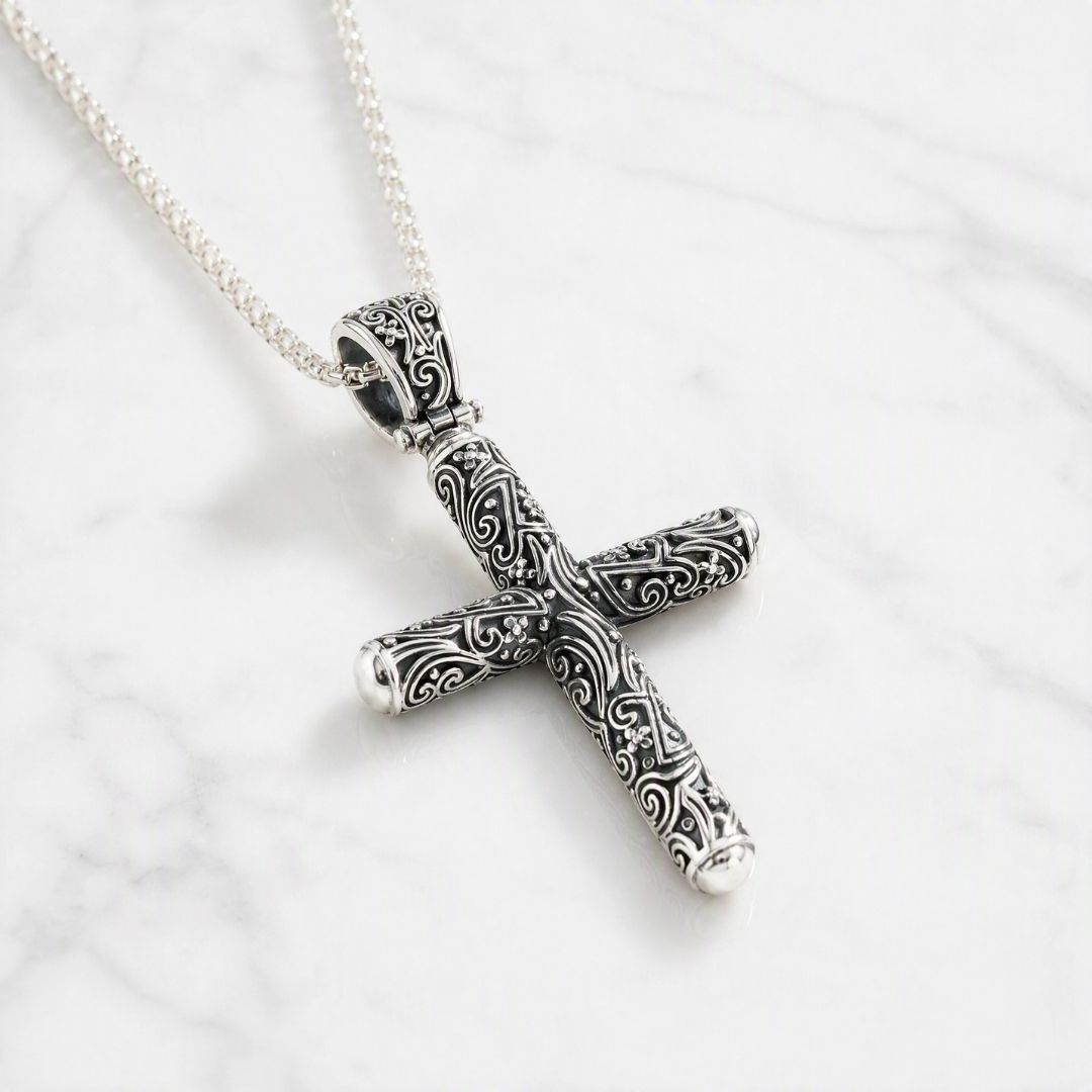 Gerochristo – Eden’s Garden Cross in Sterling Silver