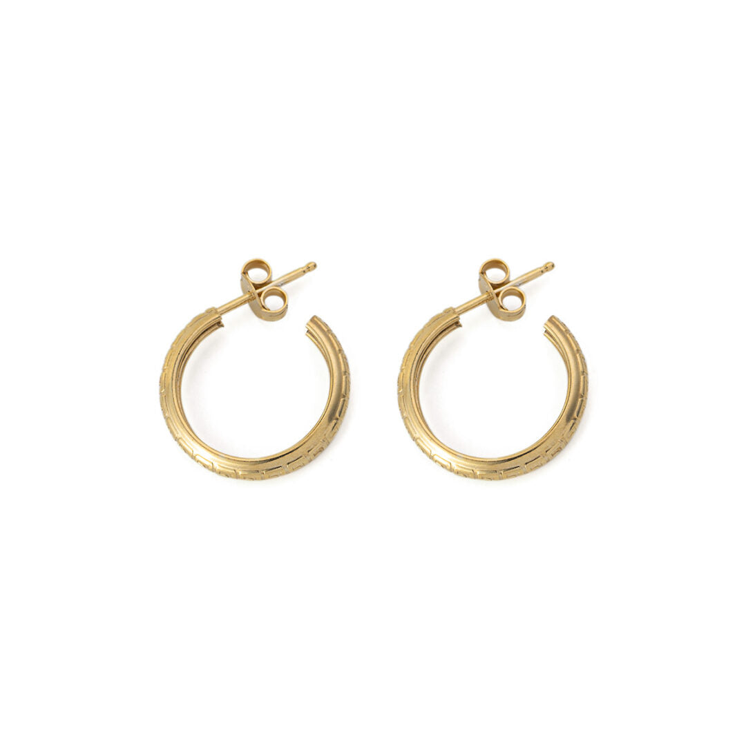 Meander Greek Key Hoop Earrings – 925 Sterling Silver and Gold Plated