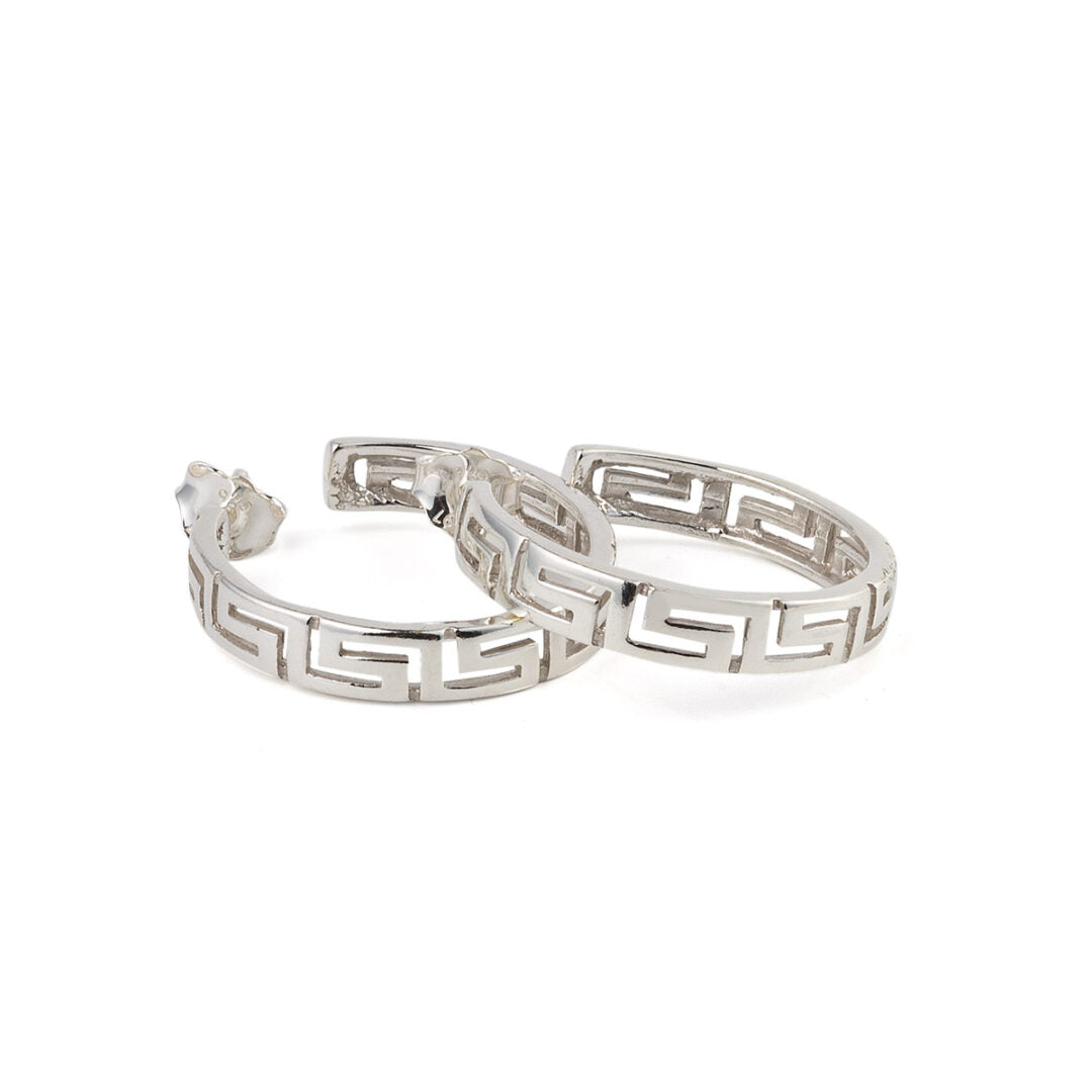 Sterling Silver 925 Greek Meander Earrings