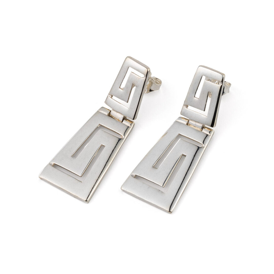 Sterling Silver Meander Stud Earrings
