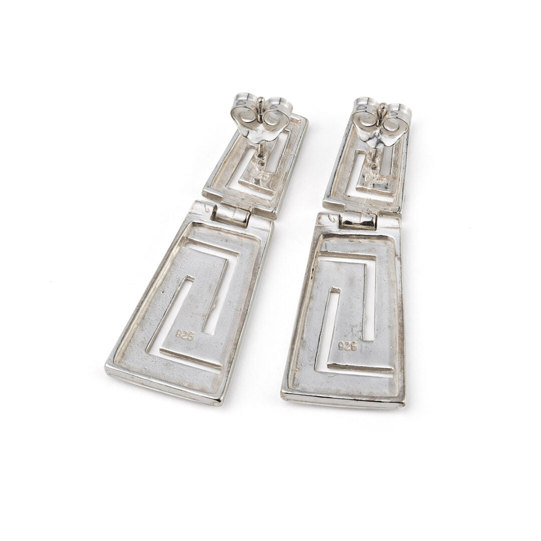 Sterling Silver Meander Stud Earrings