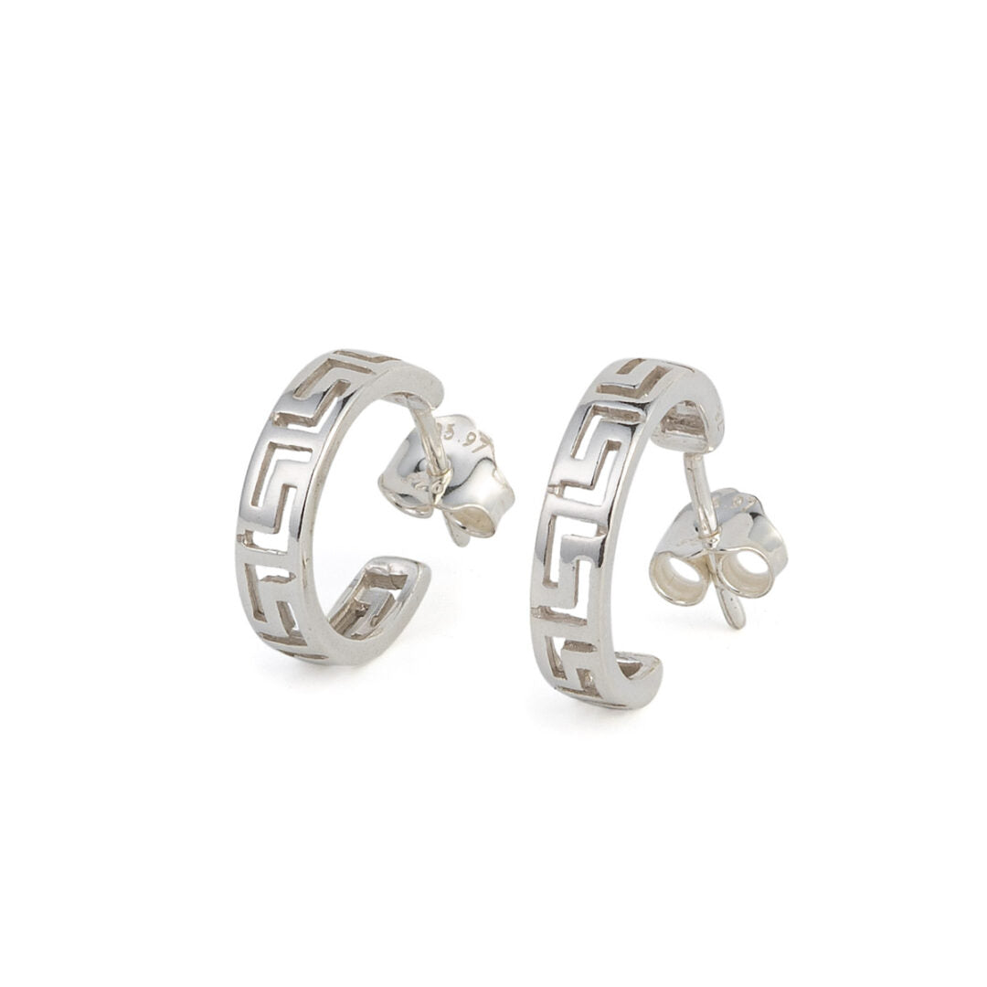 Greca Hoop Earrings - 925 Sterling Silver