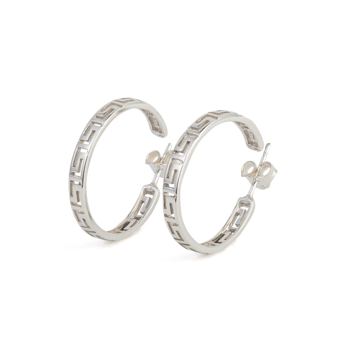 Greek Key Meandros Hoop Earrings