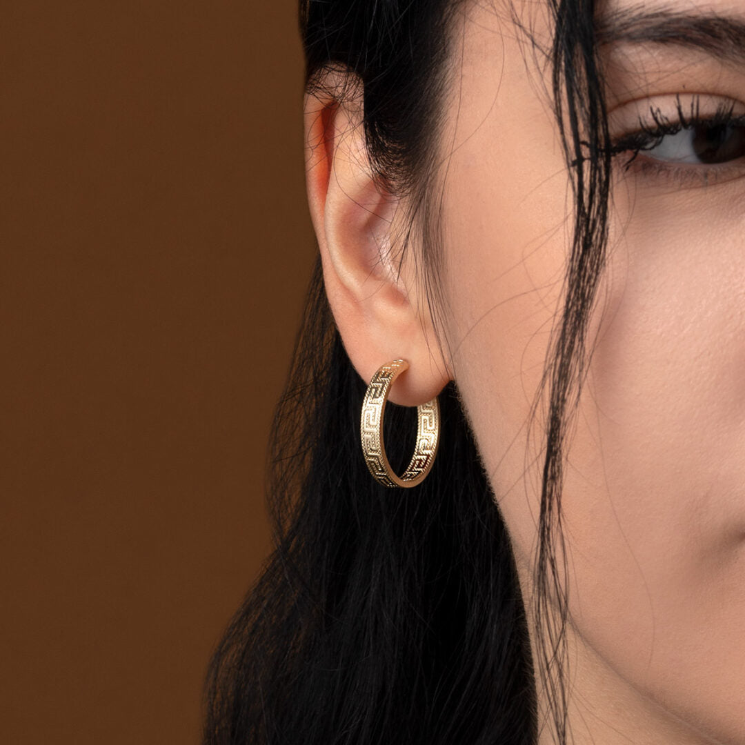 Greca Hoop Earrings - Gold 14K