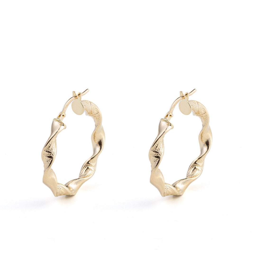 Greek Key Hoop Earrings - 14K Gold