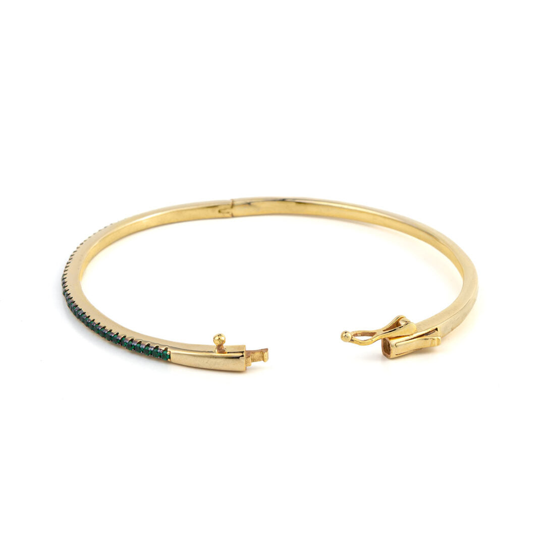 Cubic Zirconia Bangle Bracelet - Sterling Silver and Gold Plated