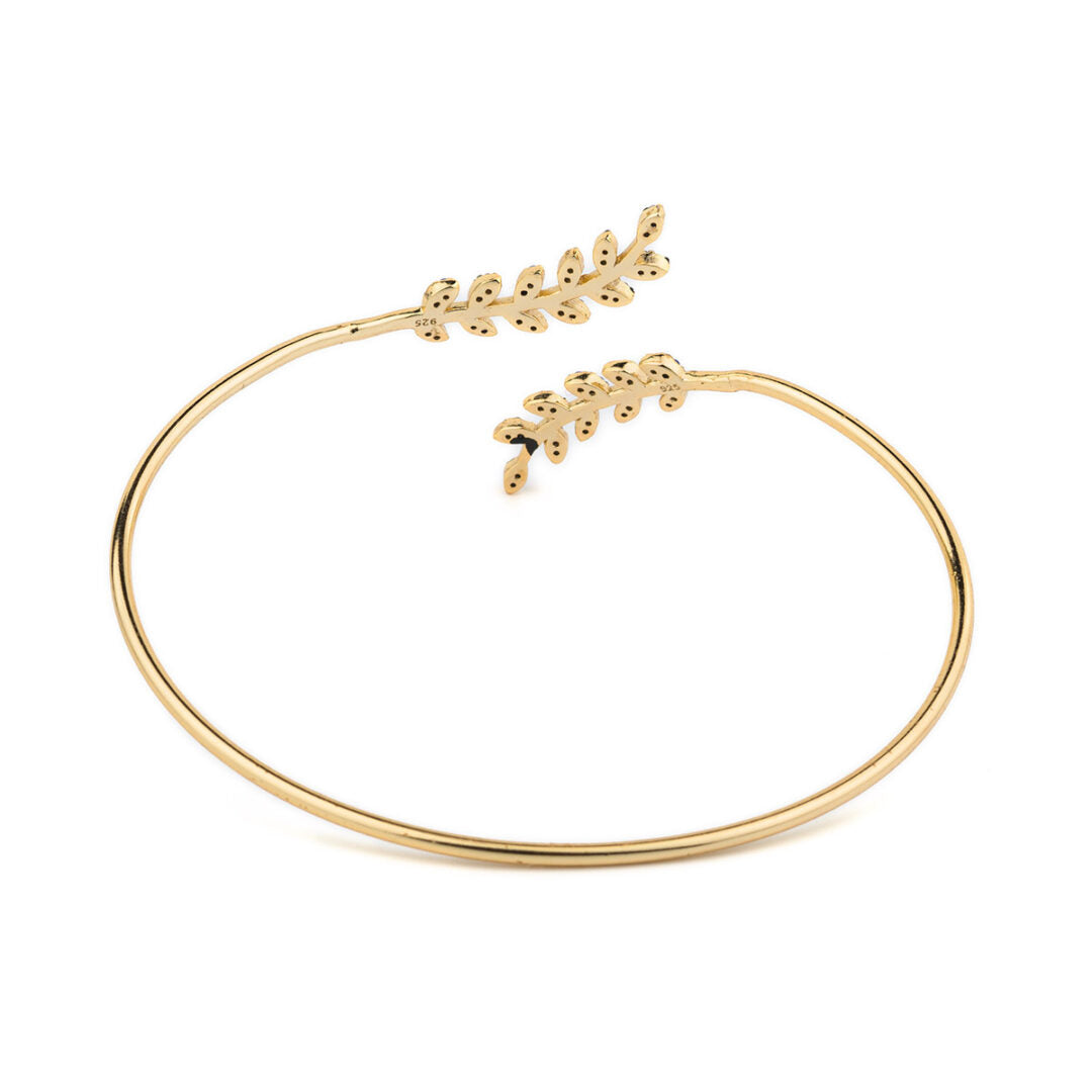 Olive Bangle Bracelet with Lapis – 925 Sterling Silver and Gold Plated