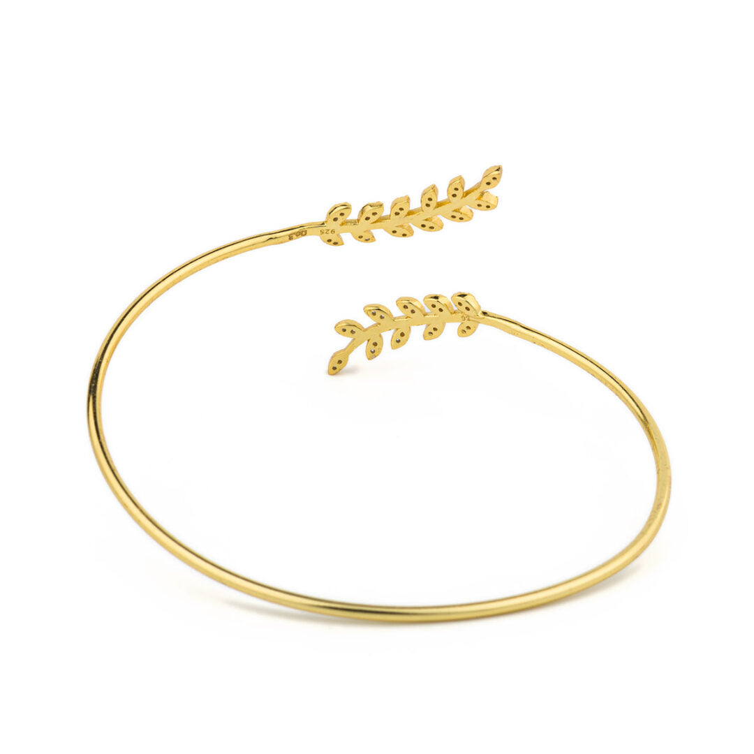 Olive Bangle Bracelet with Lapis – 925 Sterling Silver and Gold Plated