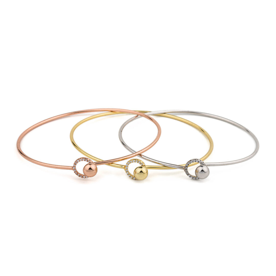 Minimal Circle Bangle Bracelet – 925 Sterling Silver and Gold Plated