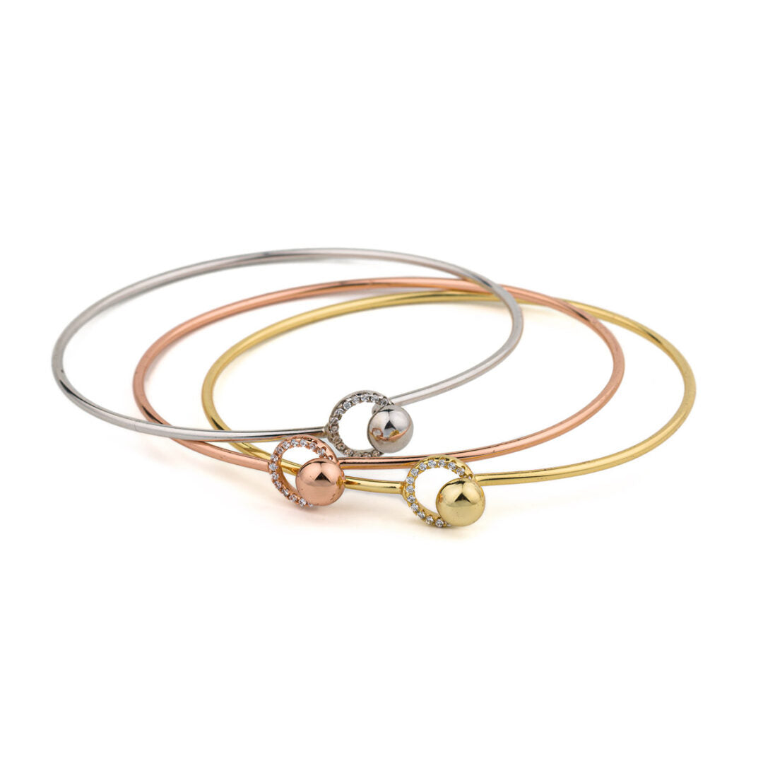Minimal Circle Bangle Bracelet – 925 Sterling Silver and Gold Plated