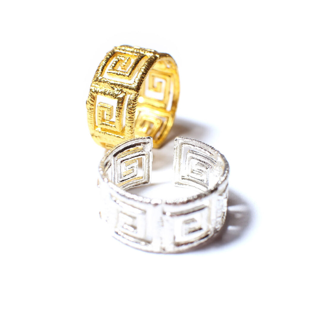 Meander Ring - 925 Sterling Silver and Gold Plated