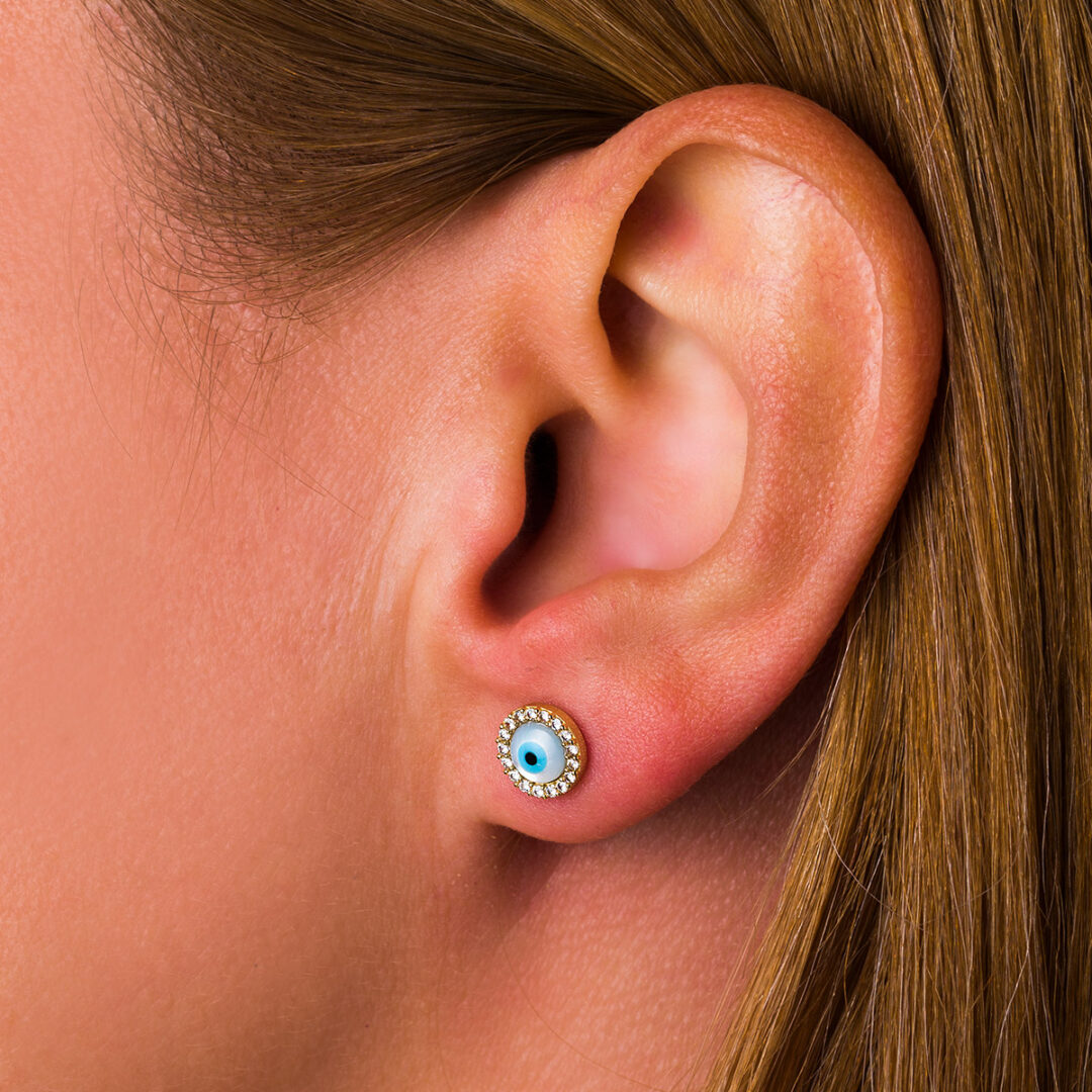 Eye Stud Earrings – 9K Gold