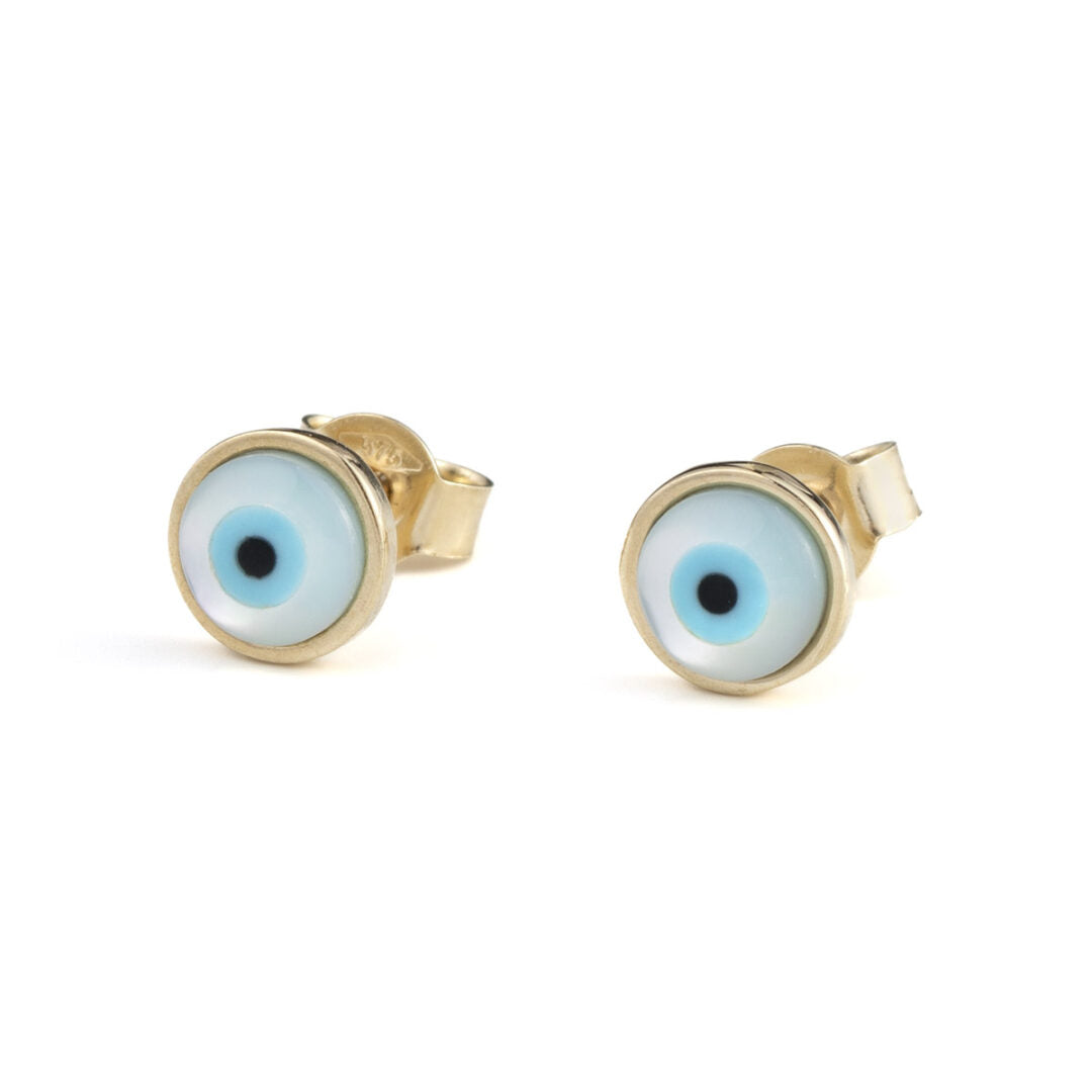Round Eye Stud Earrings – 9K Gold
