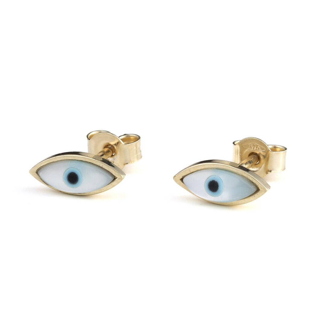 Oval Eye Stud Earrings – 9K Gold