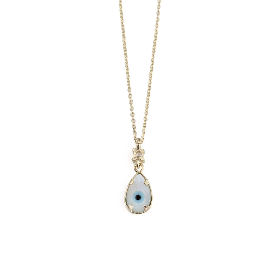 Evil Eye Teardrop Necklace – 9K Gold