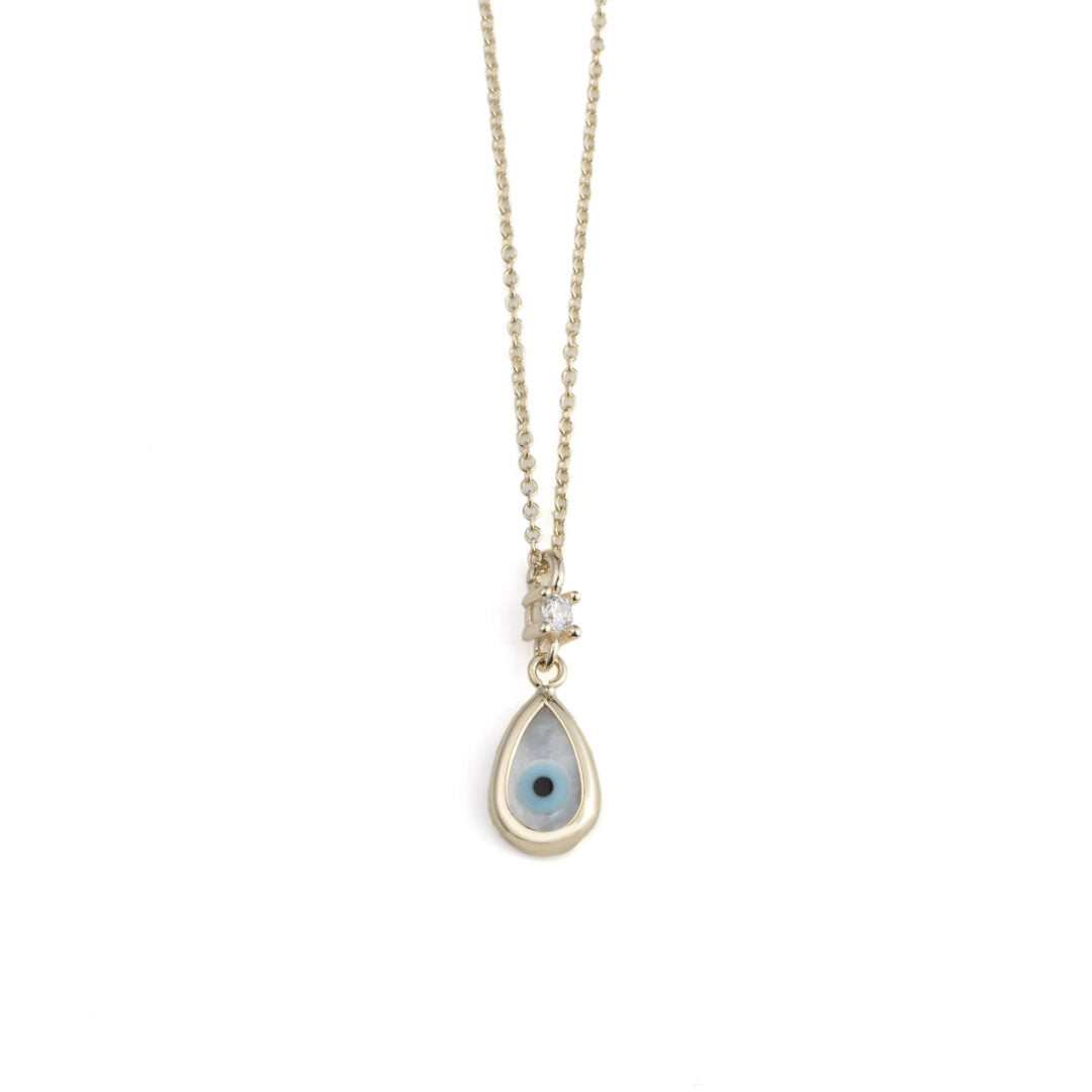 Evil Eye Teardrop Necklace – 9K Gold