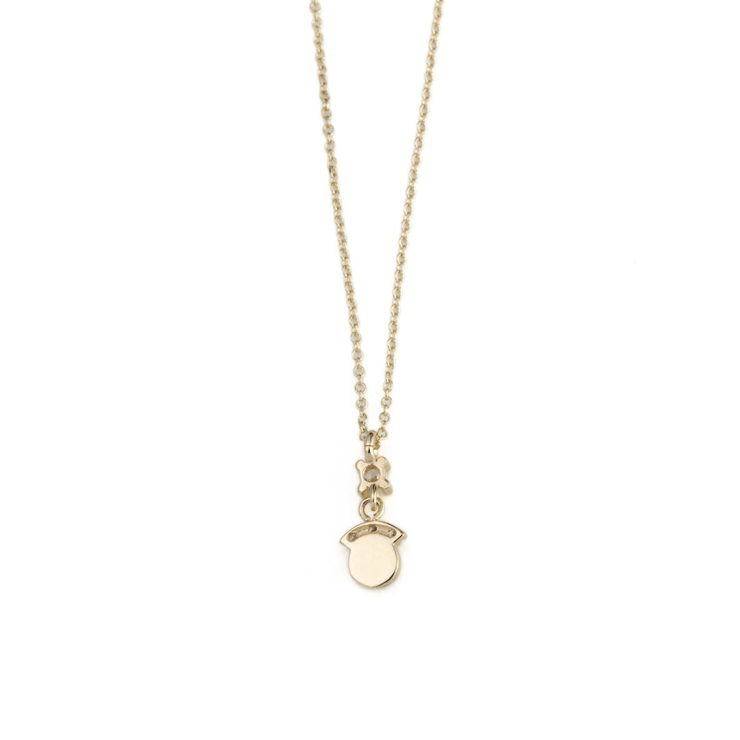 Dainty White Eye Necklace – 9K Gold — White